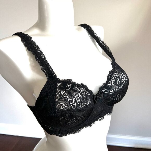 NWT Ritratti Milano Black Lace Underwire Bra / Bralette 36B - Picture 2 of 13